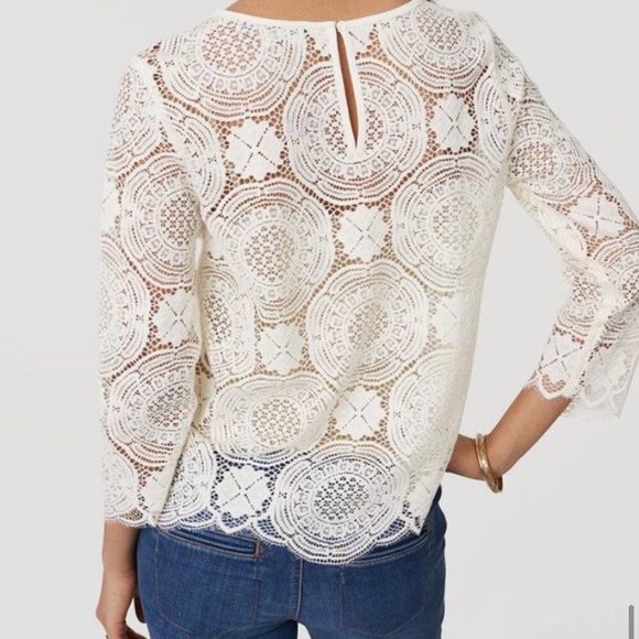LOFT Ivory Lace Top - Picture 2 of 11
